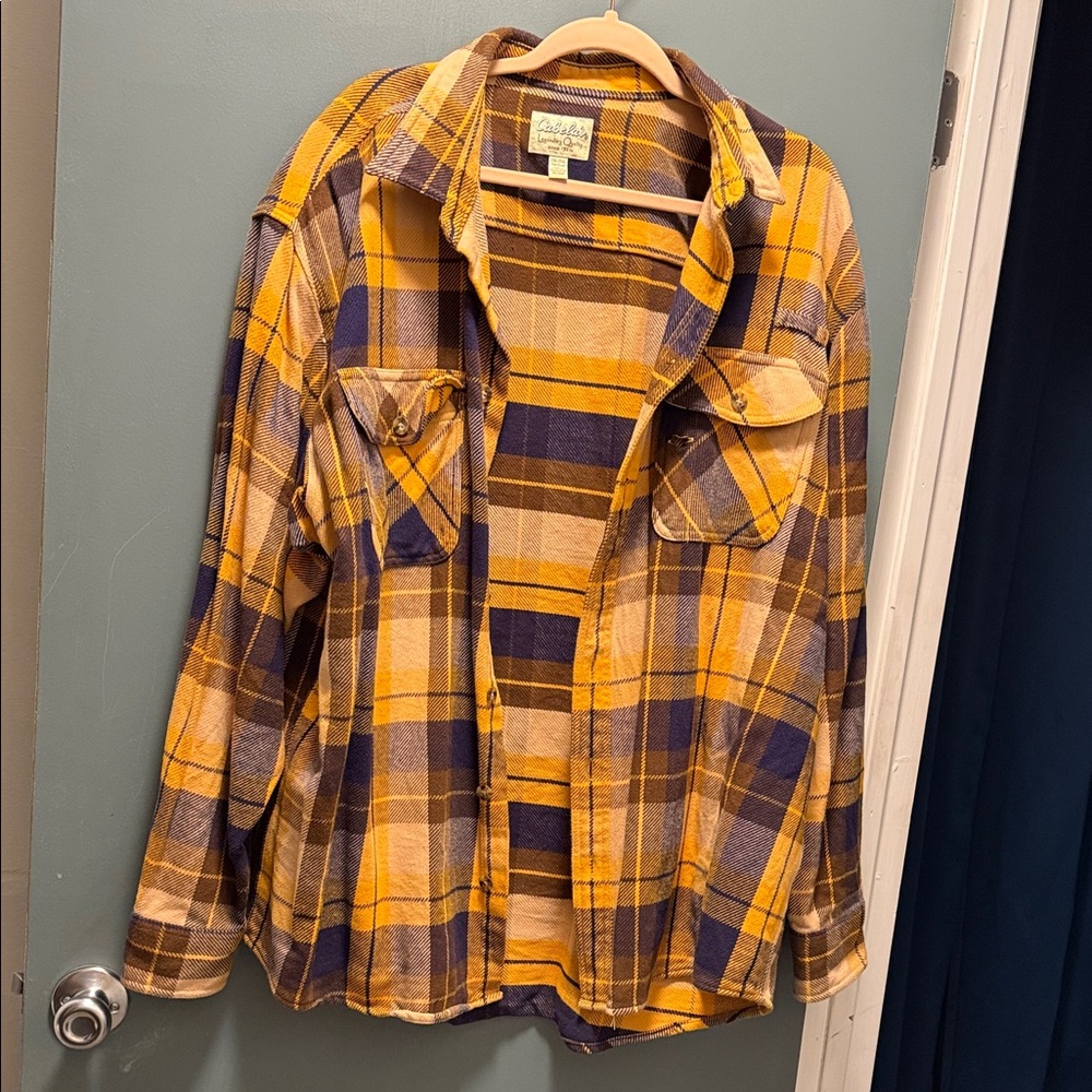 Cabela's Brown and Blue Plaid Shirt